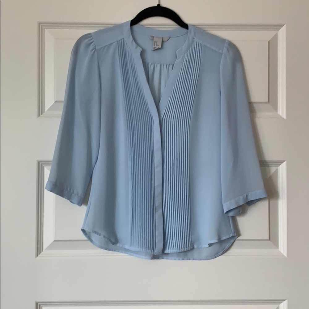 H&M blue silk blouse